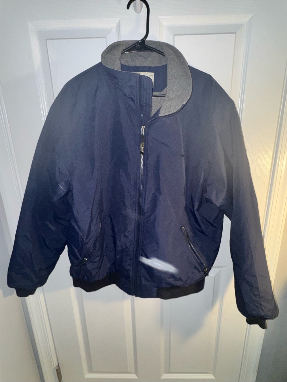 Men’s sz L L.L. Bean Navy and Gray Fleece-Lined Warm-up Jacket